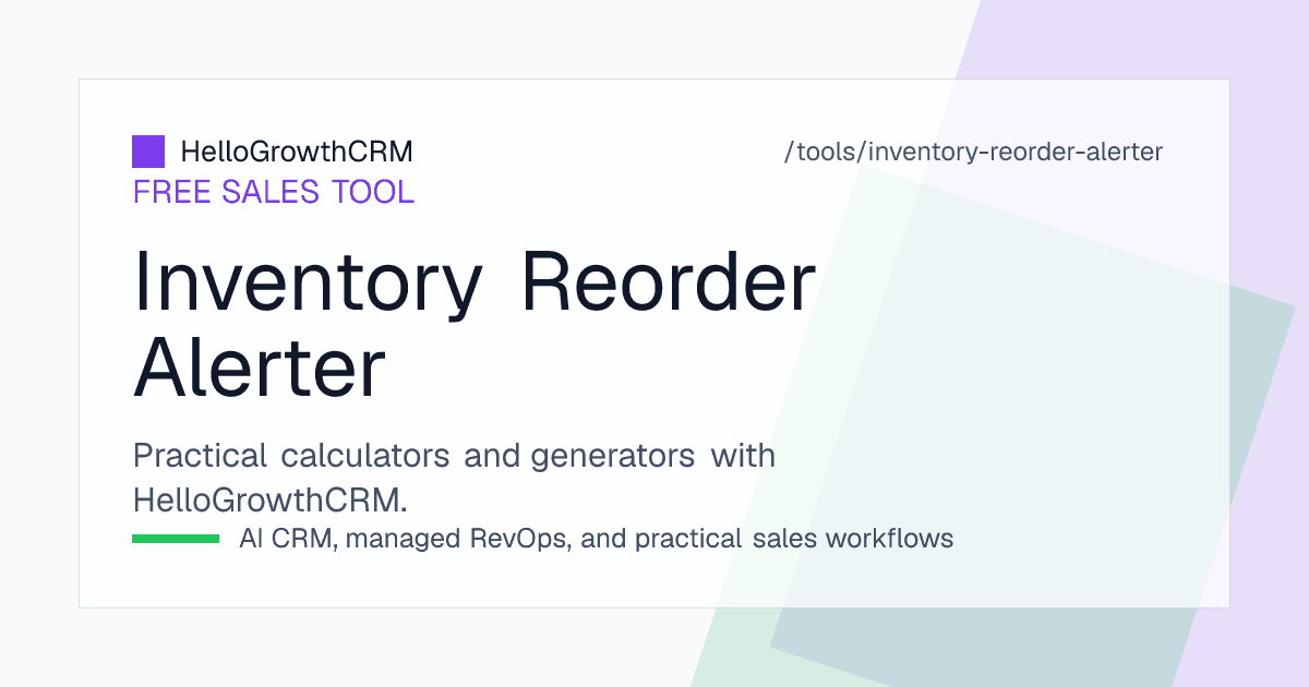 Reorder alert table showing average daily sales, lead time, safety days, reorder point, stock on hand and required action