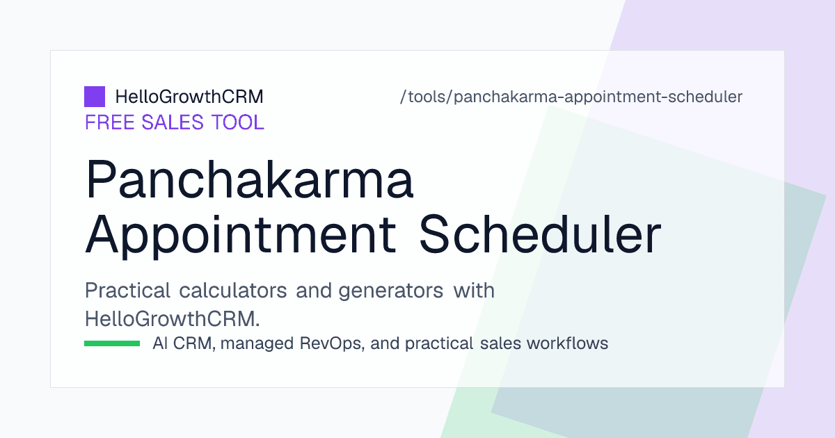 Panchakarma appointment scheduler showing a fourteen-day course plan with therapy, therapist, treatment room and slot for each day