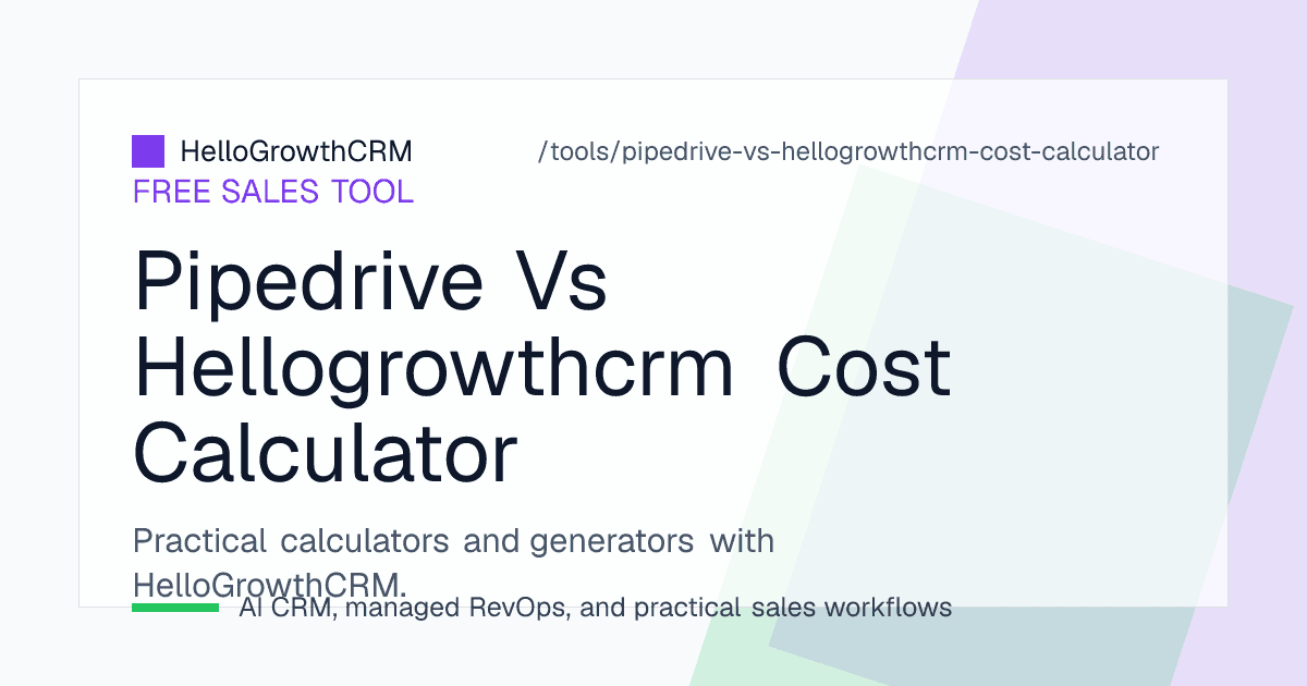 Sales CRM cost worksheet comparing base seat rate, add-on products, tier jumps and calling usage against HelloGrowthCRM per-user pricing