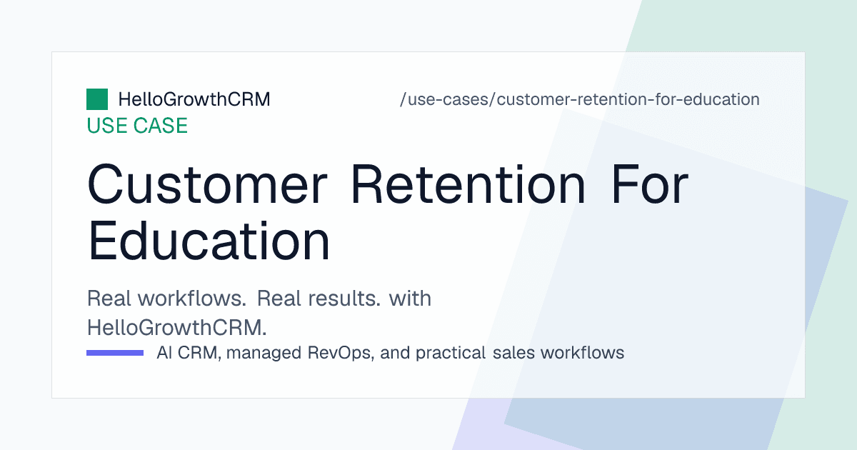 HelloGrowthCRM education retention view showing learner records with attendance alerts, test trend, fee instalment status and the re-enrolment pipeline