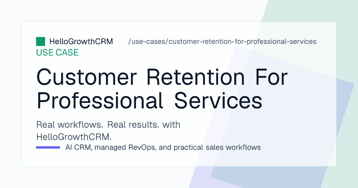 HelloGrowthCRM account view showing retainers approaching renewal, account health flags and scheduled quarterly reviews