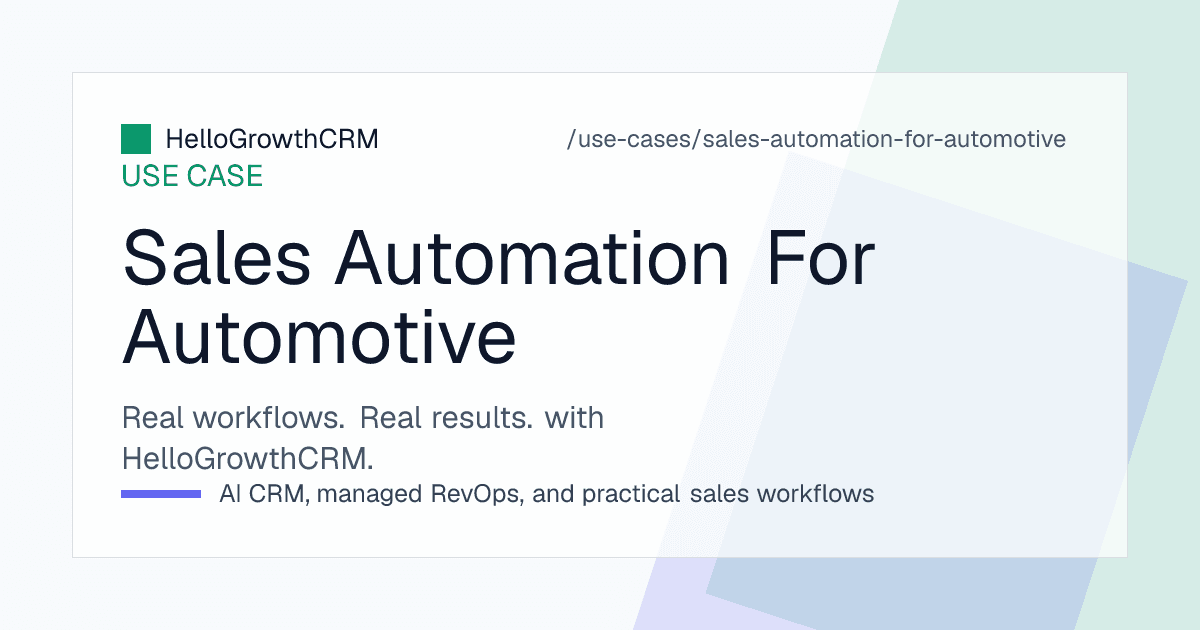 HelloGrowthCRM automotive pipeline showing showroom enquiries by model, test drives booked and insurance renewals due