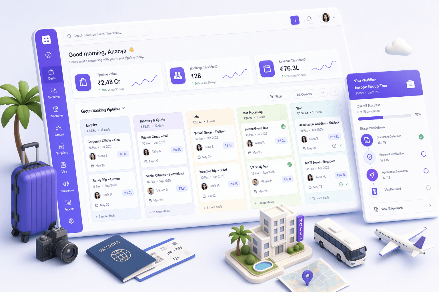 Travel & Events CRM illustration for Canada