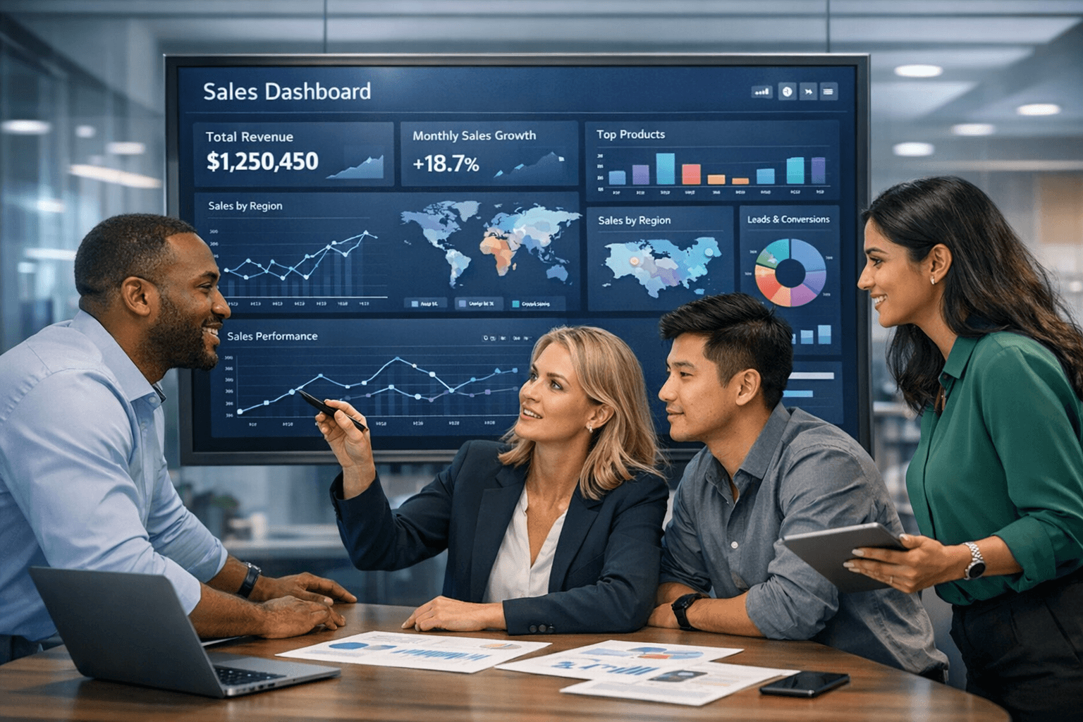 HelloGrowthCRM features dashboard — AI CRM modules and product capabilities