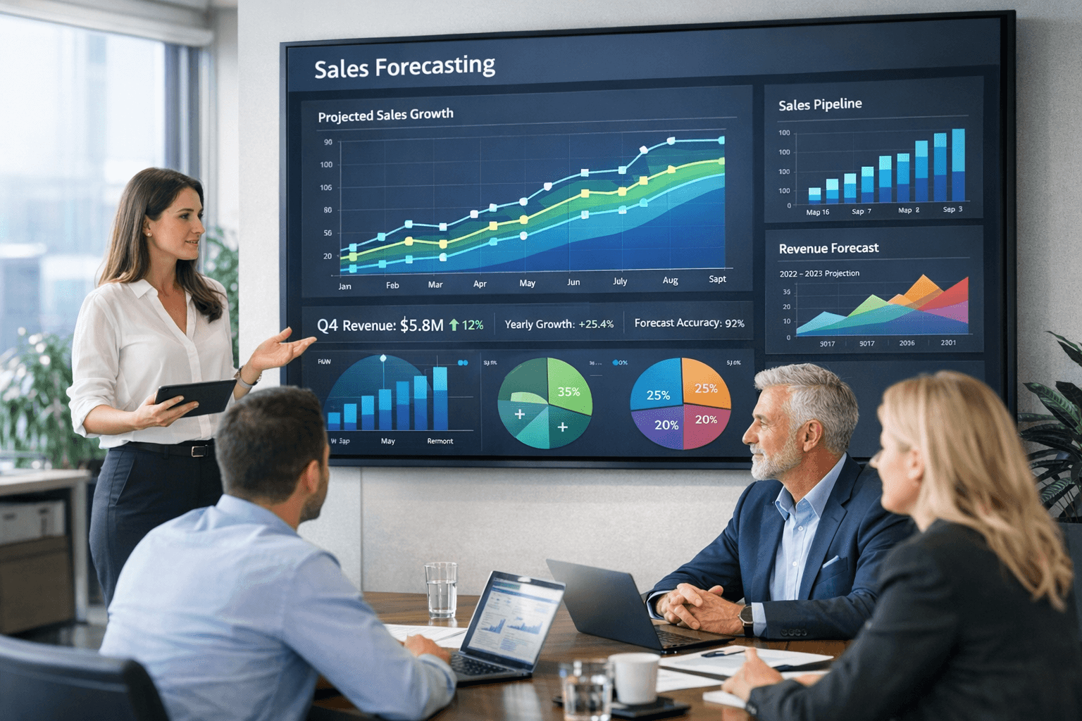 Sales forecasting and predictive revenue analytics dashboard