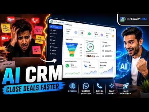 YouTube thumbnail — HelloGrowth CRM Features Explained  AI Powered CRM