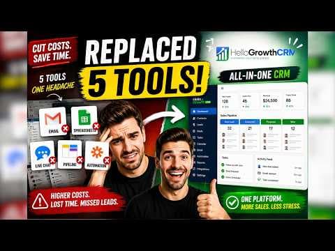 YouTube thumbnail — How We Built HelloGrowthCRM to Replace 5 Tools Our Sales Team Was Paying