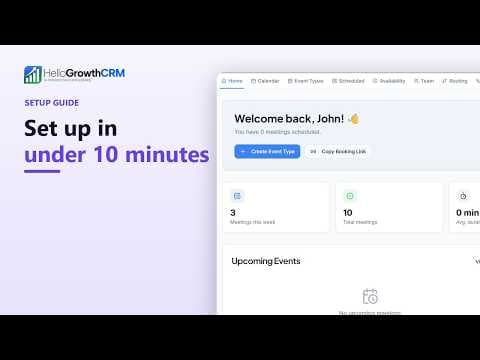 YouTube thumbnail — HelloGrowthCRM Onboarding Tutorial — Complete Setup Guide