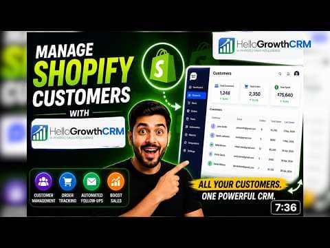 YouTube thumbnail — How Shopify Store Owners Can Manage Customers with HelloGrowthCRM