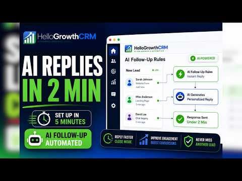 YouTube thumbnail — Set Up AI Follow-Up Rules in 5 Minutes with HelloGrowthCRM