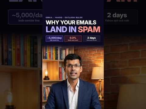 YouTube thumbnail — Why Your Sales Emails Land in Spam (Gmail, Yahoo, Outlook) #shorts