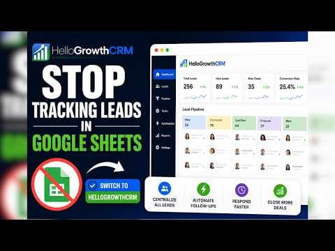 YouTube thumbnail — Stop Tracking Leads in Google Sheets | Switch to HelloGrowthCRM