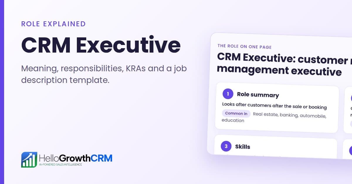 CRM Executive: Meaning, Role, JD Template