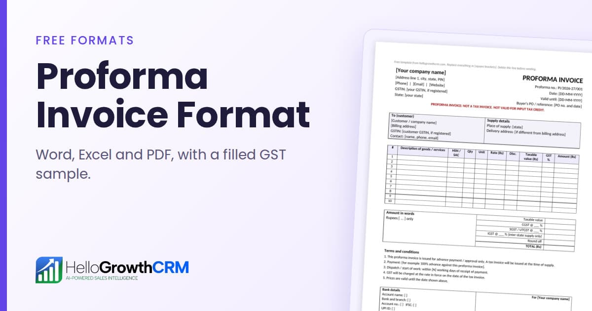 Proforma Invoice Format (Word and Excel)