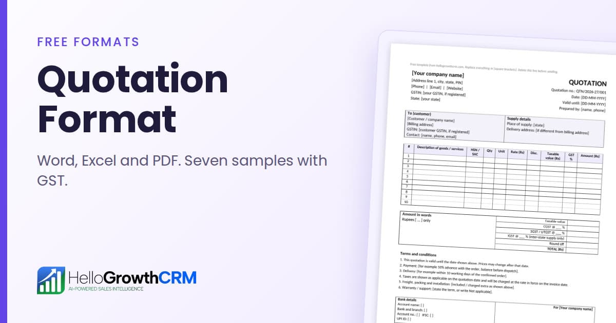 Quotation Format: Free Word, Excel, PDF