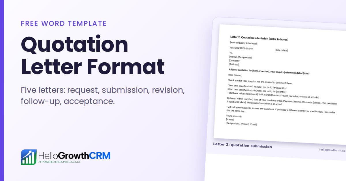 Quotation Letter Format with Samples