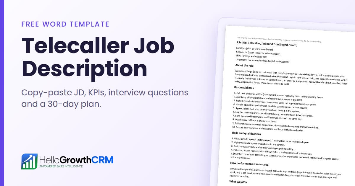 Telecaller Job Description (Free Template)