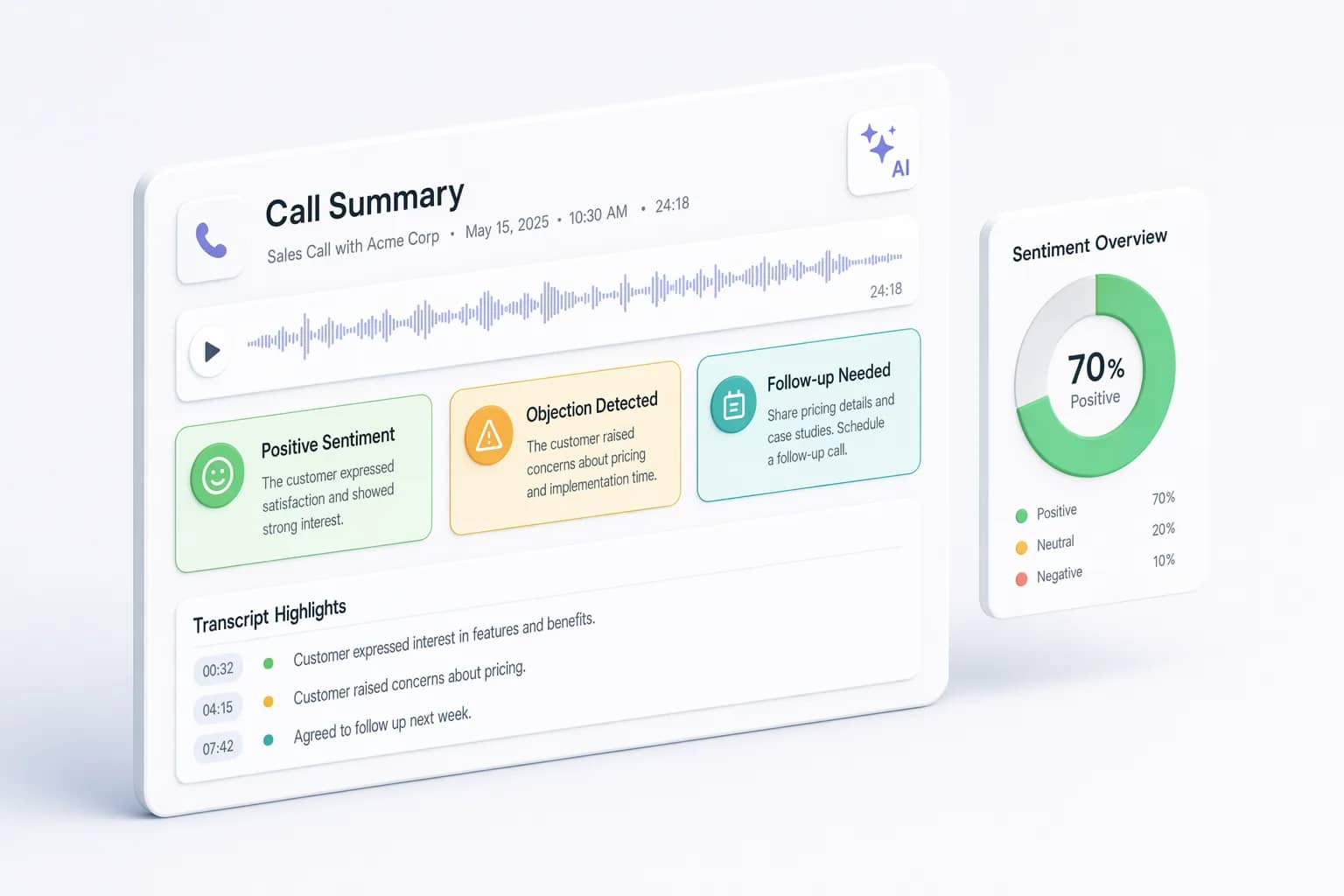 AI-Powered Call Summaries & Sentiment