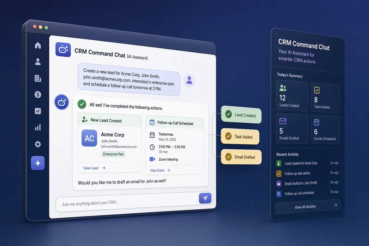 CRM Command Chat (AI Assistant)