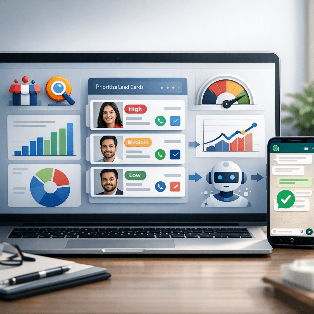 AI lead scoring and WhatsApp follow-up workflows for IndiaMART and JustDial leads in Indian SMEs (India)