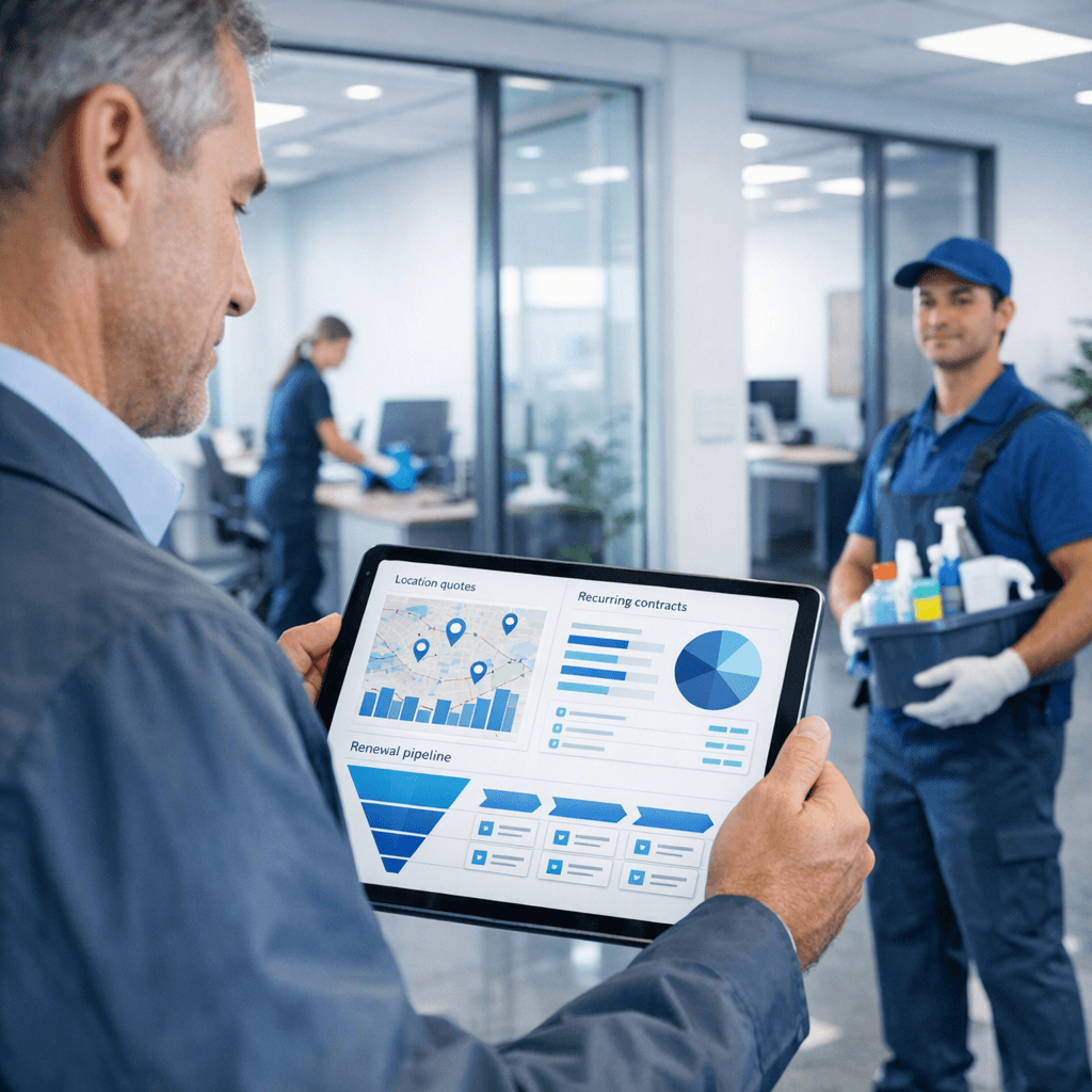 CRM for Commercial Cleaning Companies: Site Walkthroughs, Multi-Location Quotes, and Contract Renewal Pipeline
