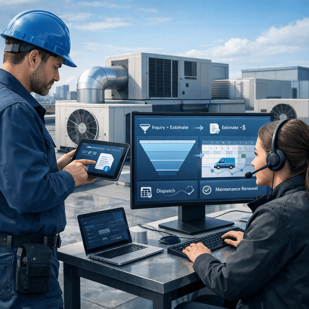 CRM for Commercial HVAC Contractors: Service Inquiry to Estimate, Dispatch, and Maintenance Renewal