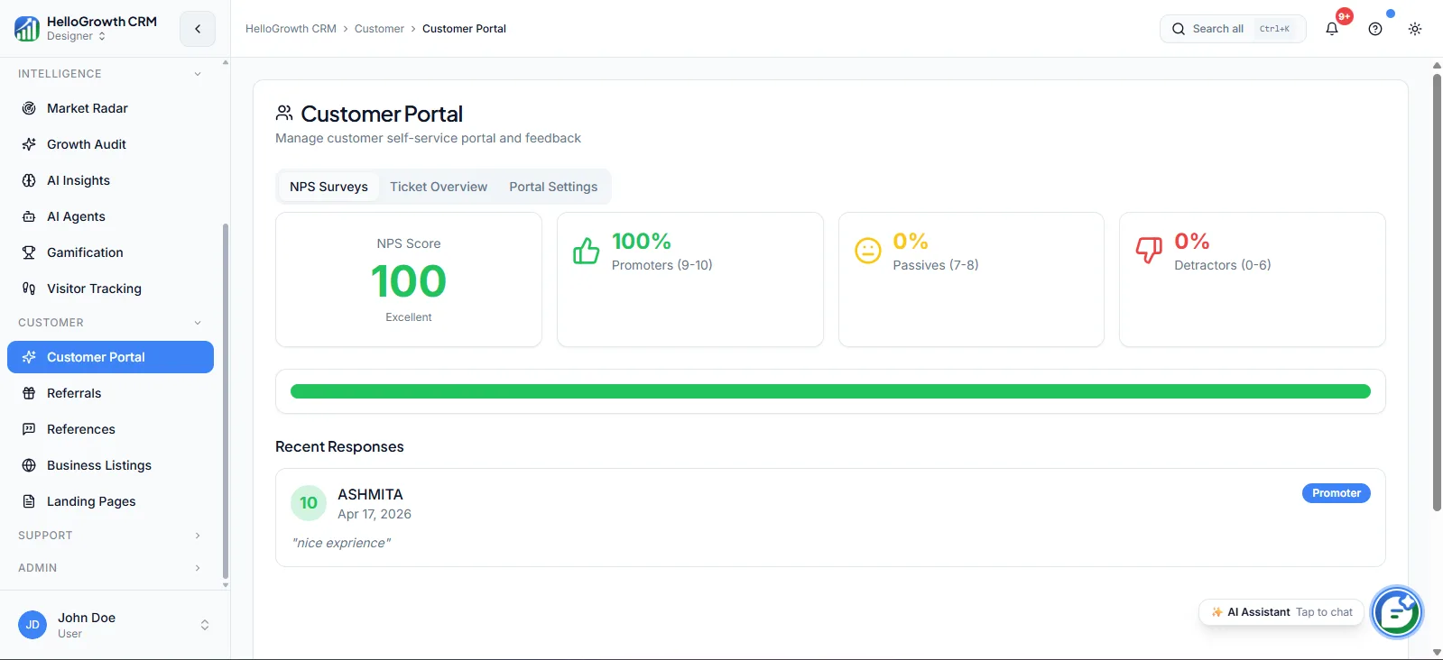 Customer Portal screenshot