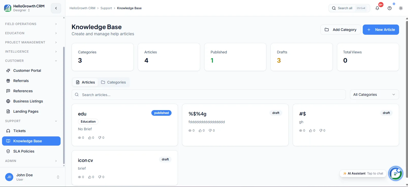 Knowledge Base screenshot