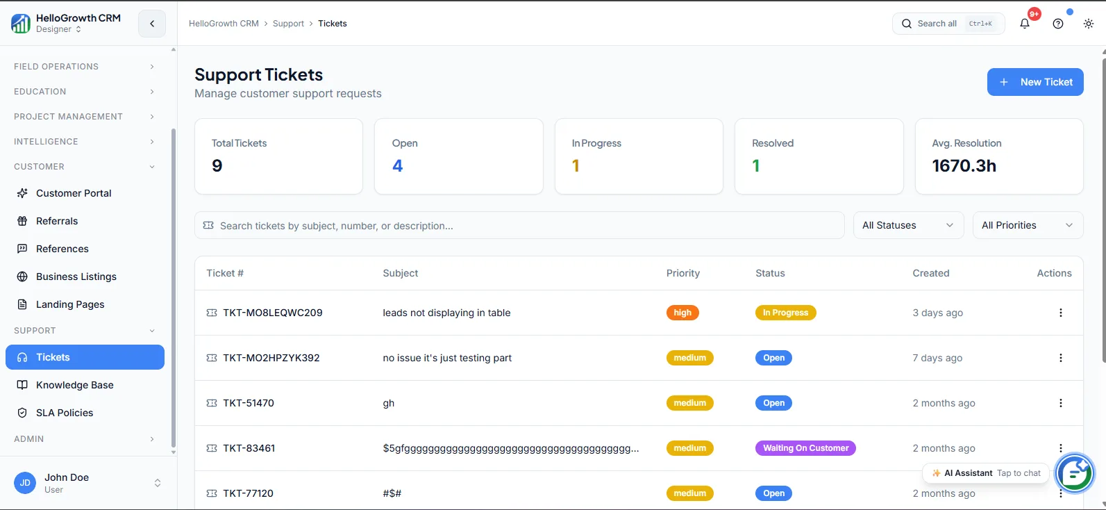 Tickets screenshot