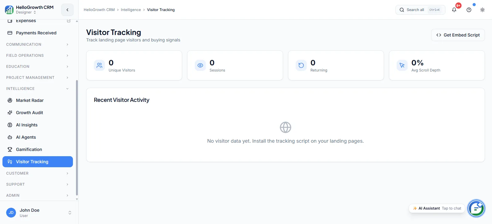 Visitor Tracking screenshot