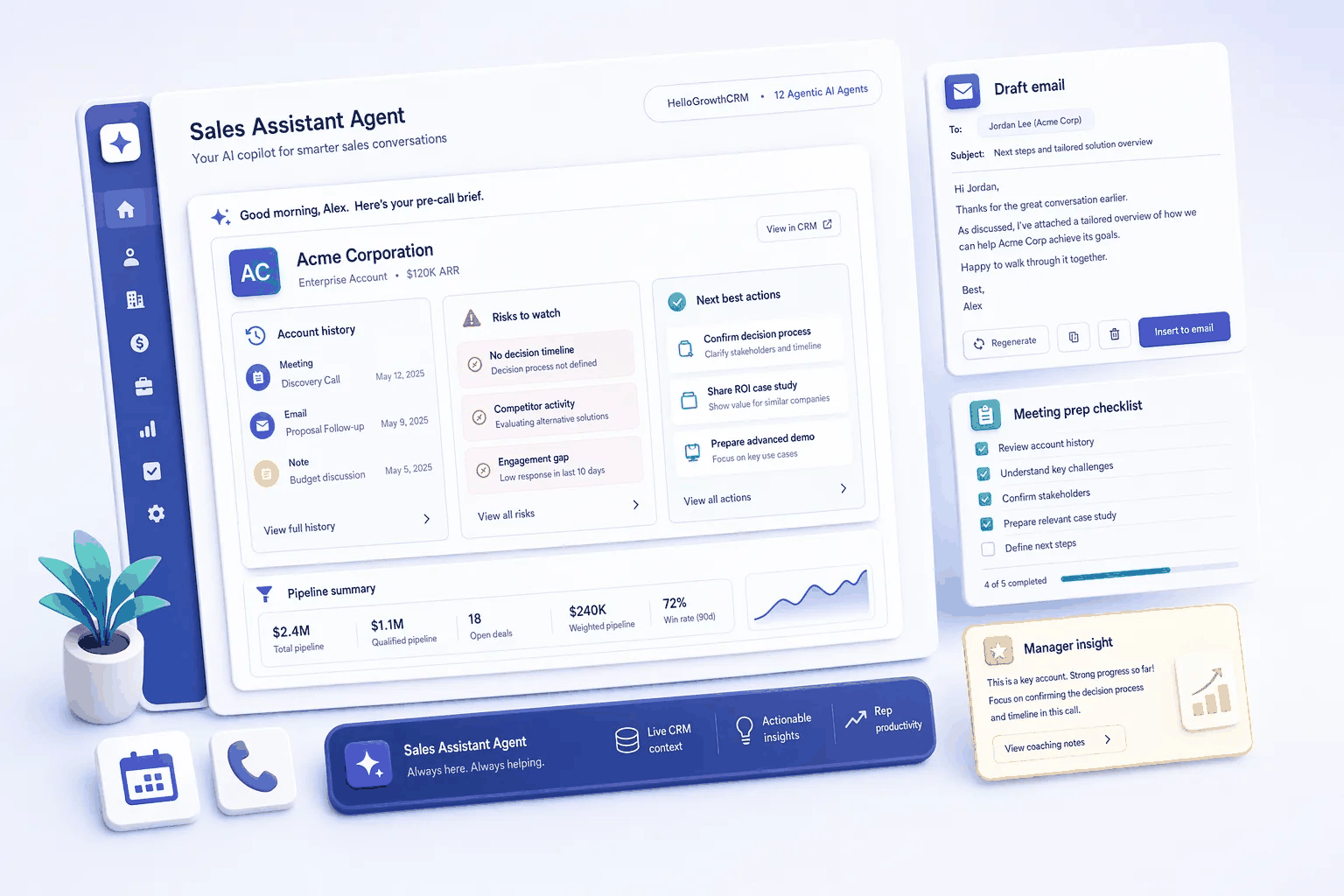 Sales Assistant Agent — AI Copilot for | HelloGrowthCRM