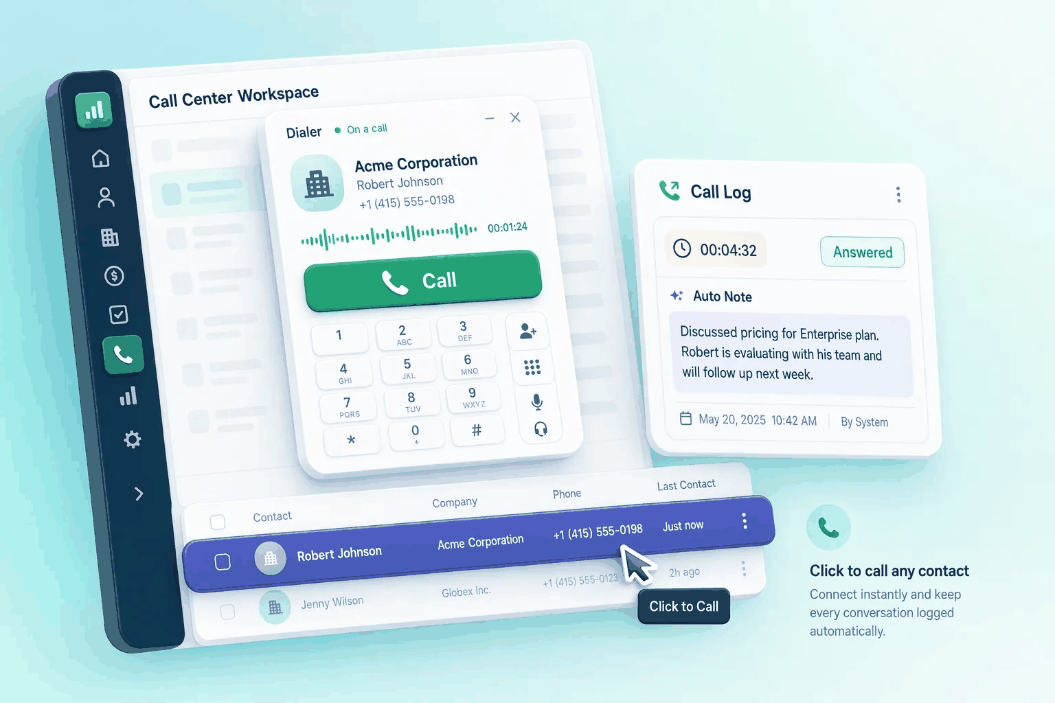 Workspace Call Call Center Workspace — Communication & | HelloGrowthCRM