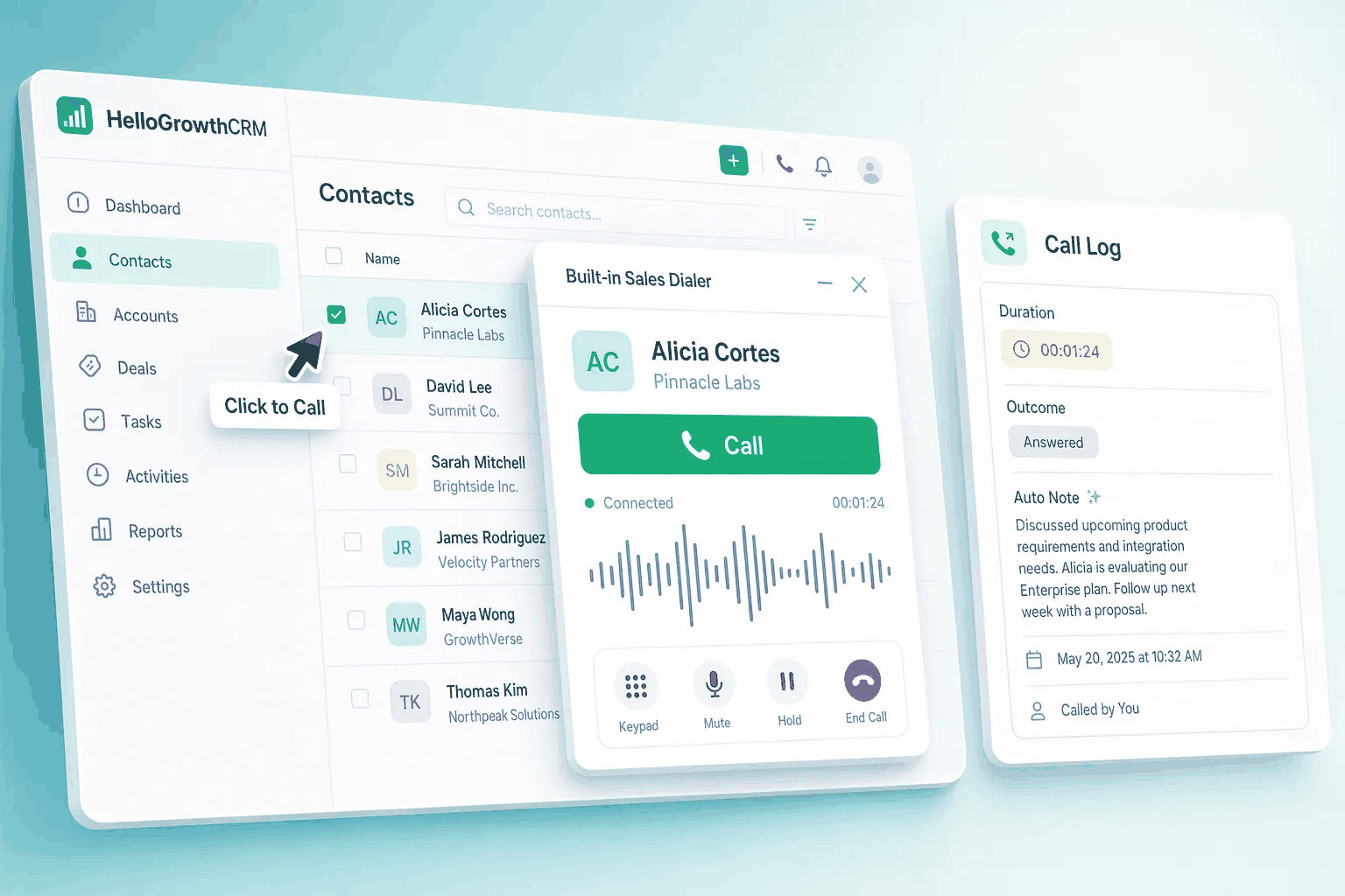CRM Auto-Dialer + AI Call Coaching | HelloGrowthCRM